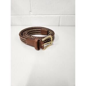 Unbranded Men's Bonded Cord Interwoven/Braided Leather Belt, Sz 38, Brown/Cream